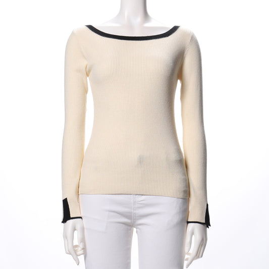 バイカラーデザインリブニット