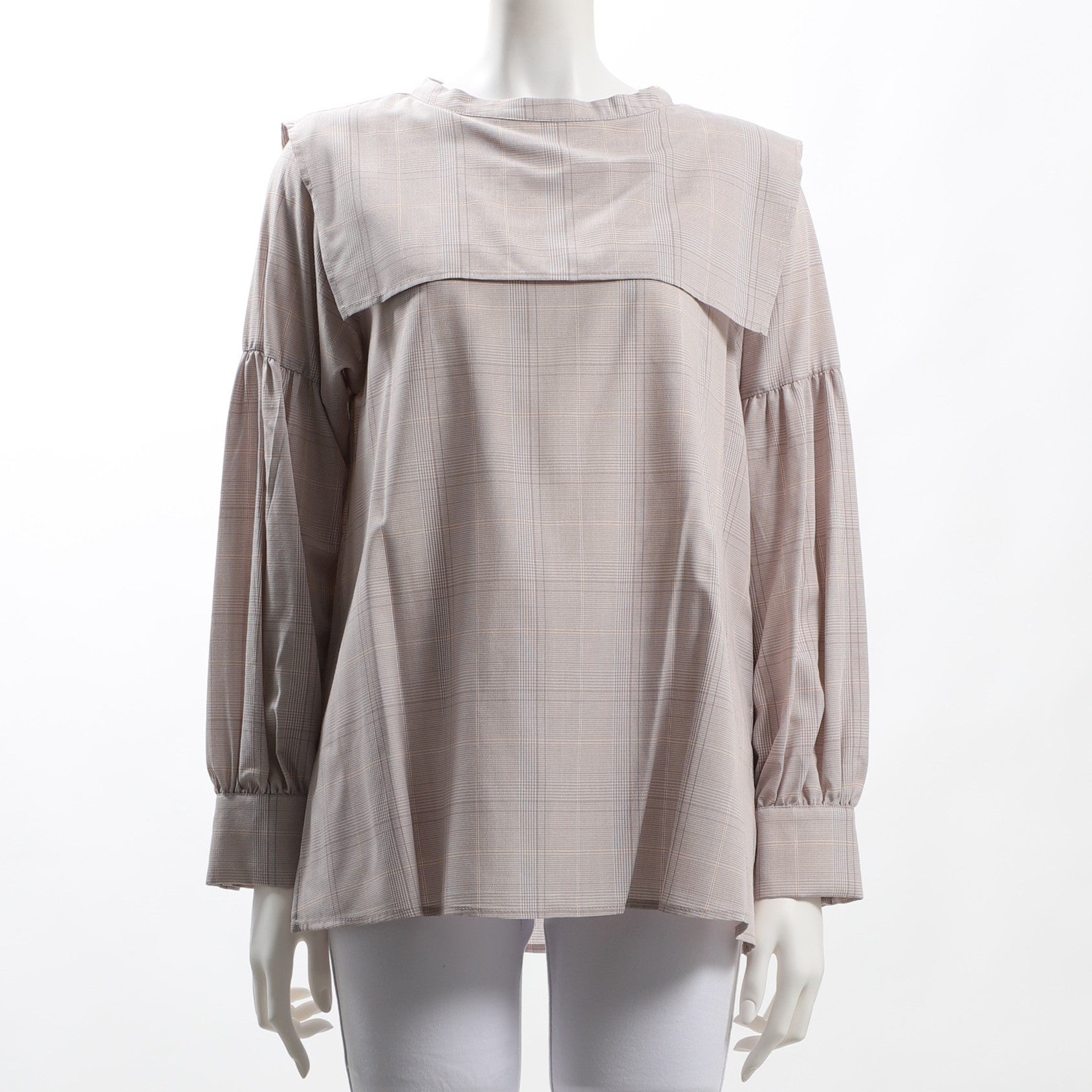 スクエアビッグカラーチェック柄ブラウス