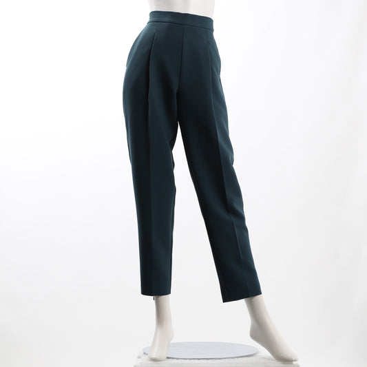 バックベルトデザインタック入りテーパードパンツ