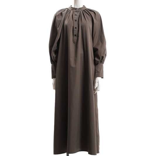 フロントボタンギャザードネックワンピース