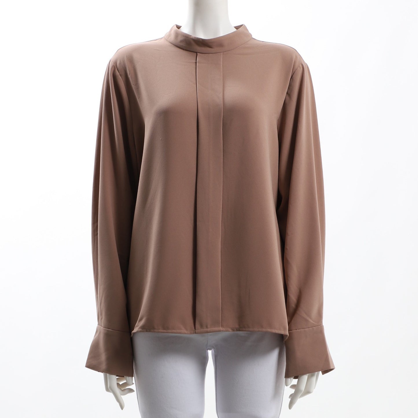 タックデザインスタンドカラーブラウス