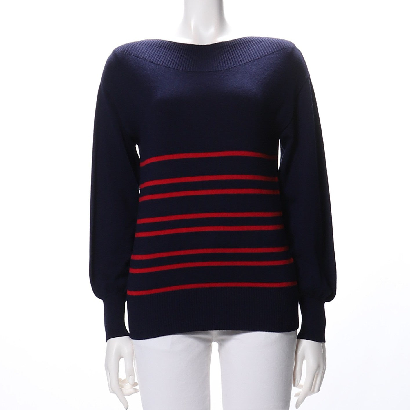 ボーダー柄フィットニット