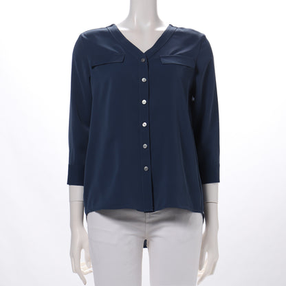 フラップポケットデザイン前開きブラウス