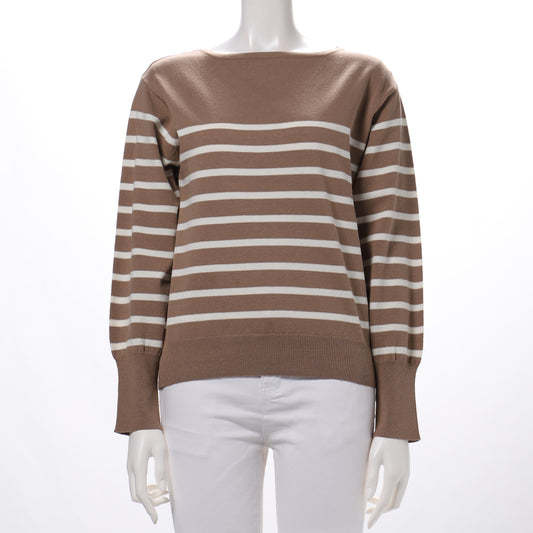 ボーダー柄ボートネックニット