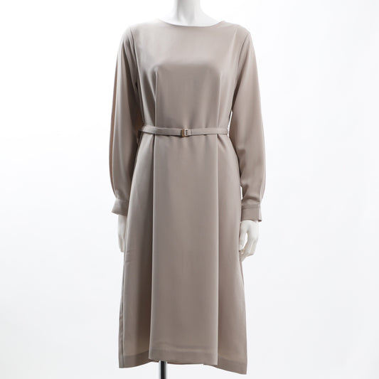 ウエストベルト付きラウンドネックワンピース