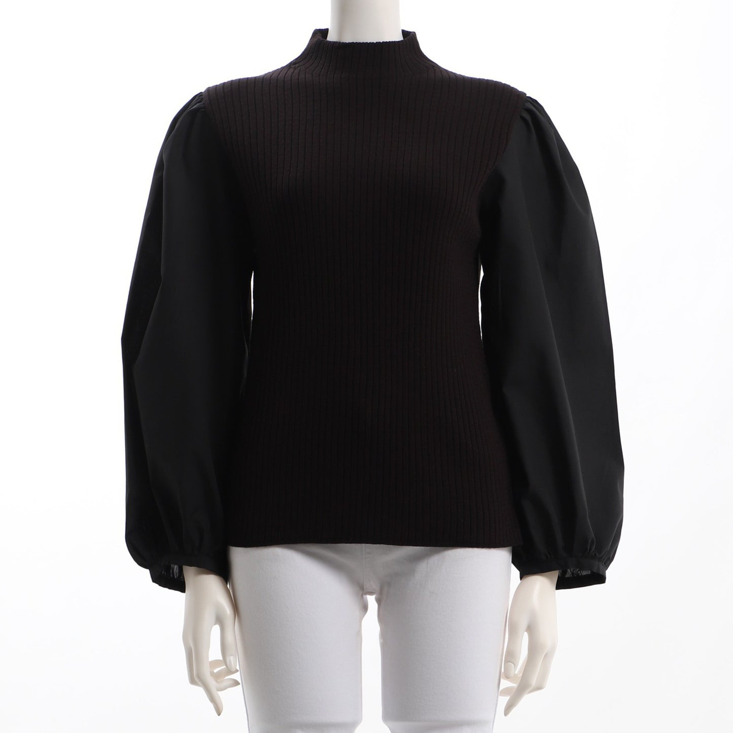 異素材切り替えニット