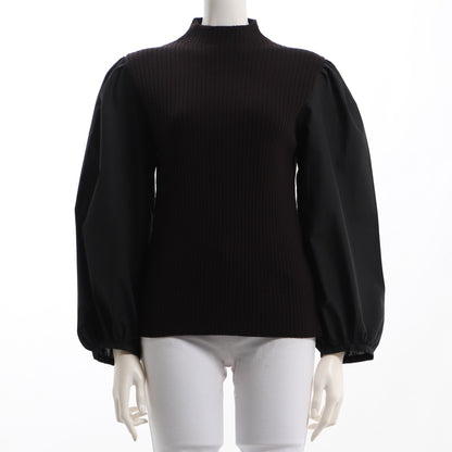 異素材切り替えニット