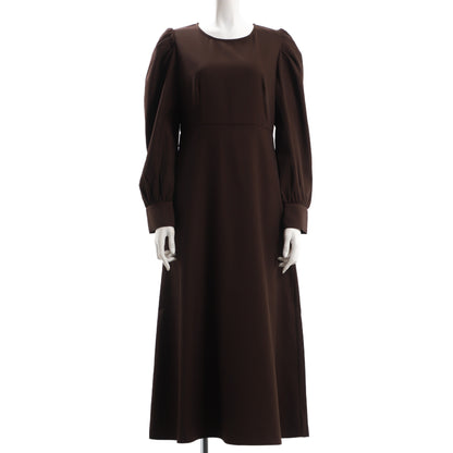 肩ギャザーフレアワンピース