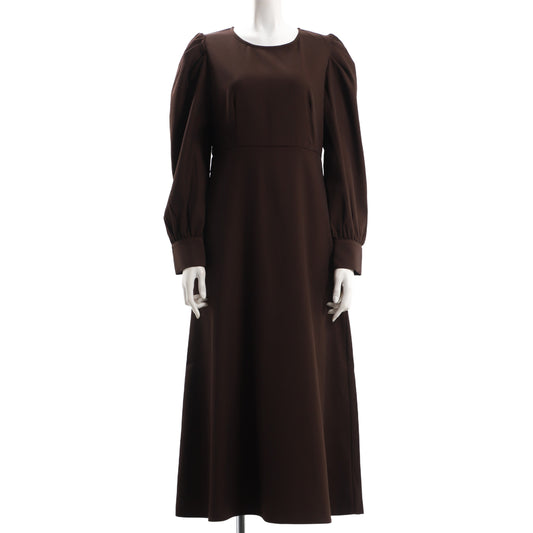 肩ギャザーフレアワンピース