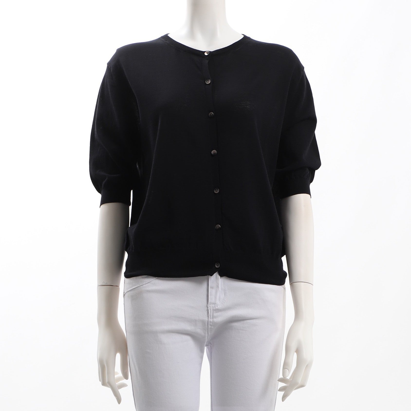 クルーネック半袖カーディガン