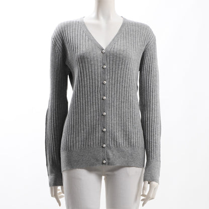 パールボタンリブニットカーディガン