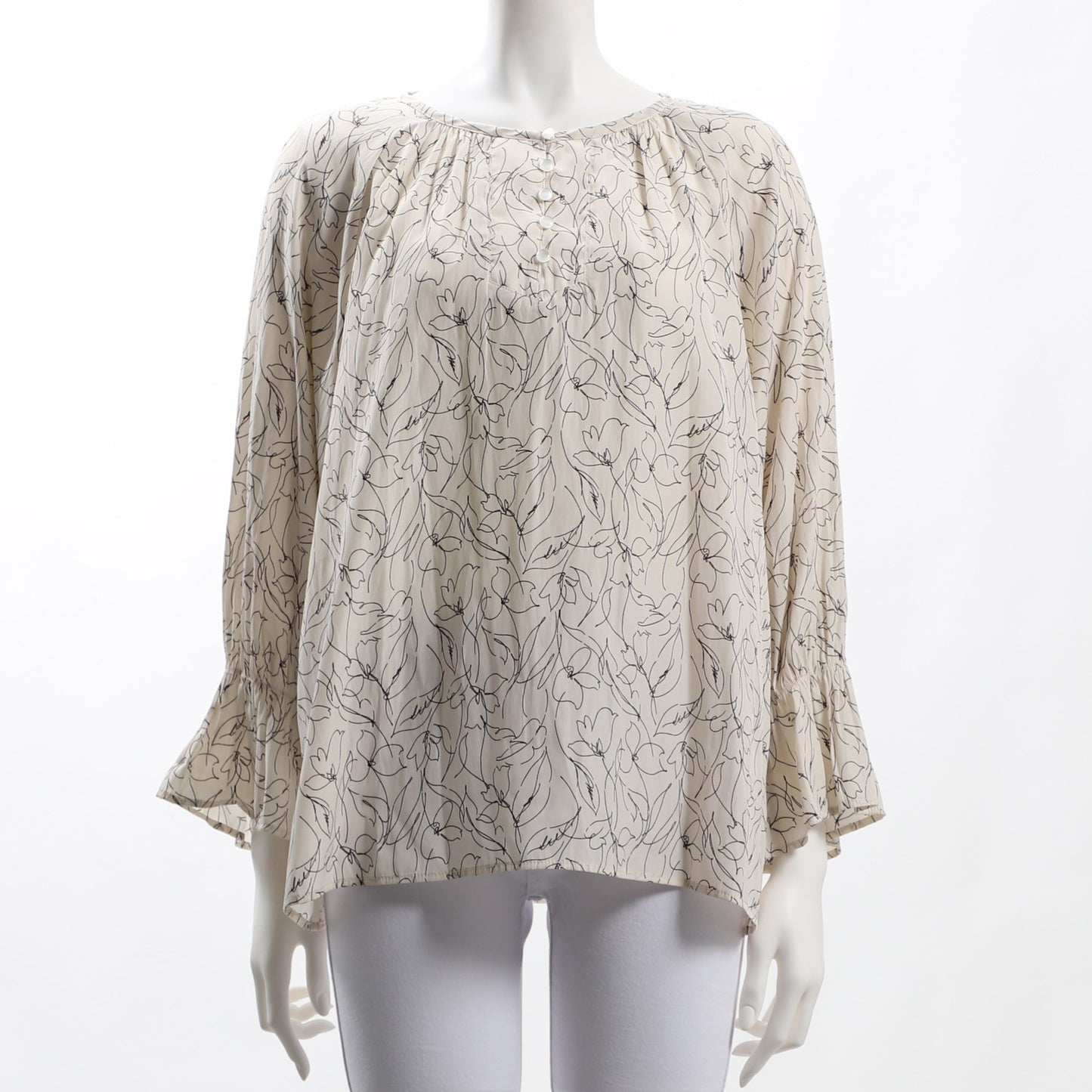 ラインプリント柄ブラウス