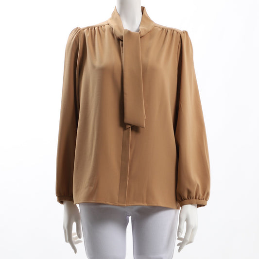 ギャザーボウタイブラウス