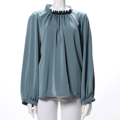 ギャザーフリルネックブラウス