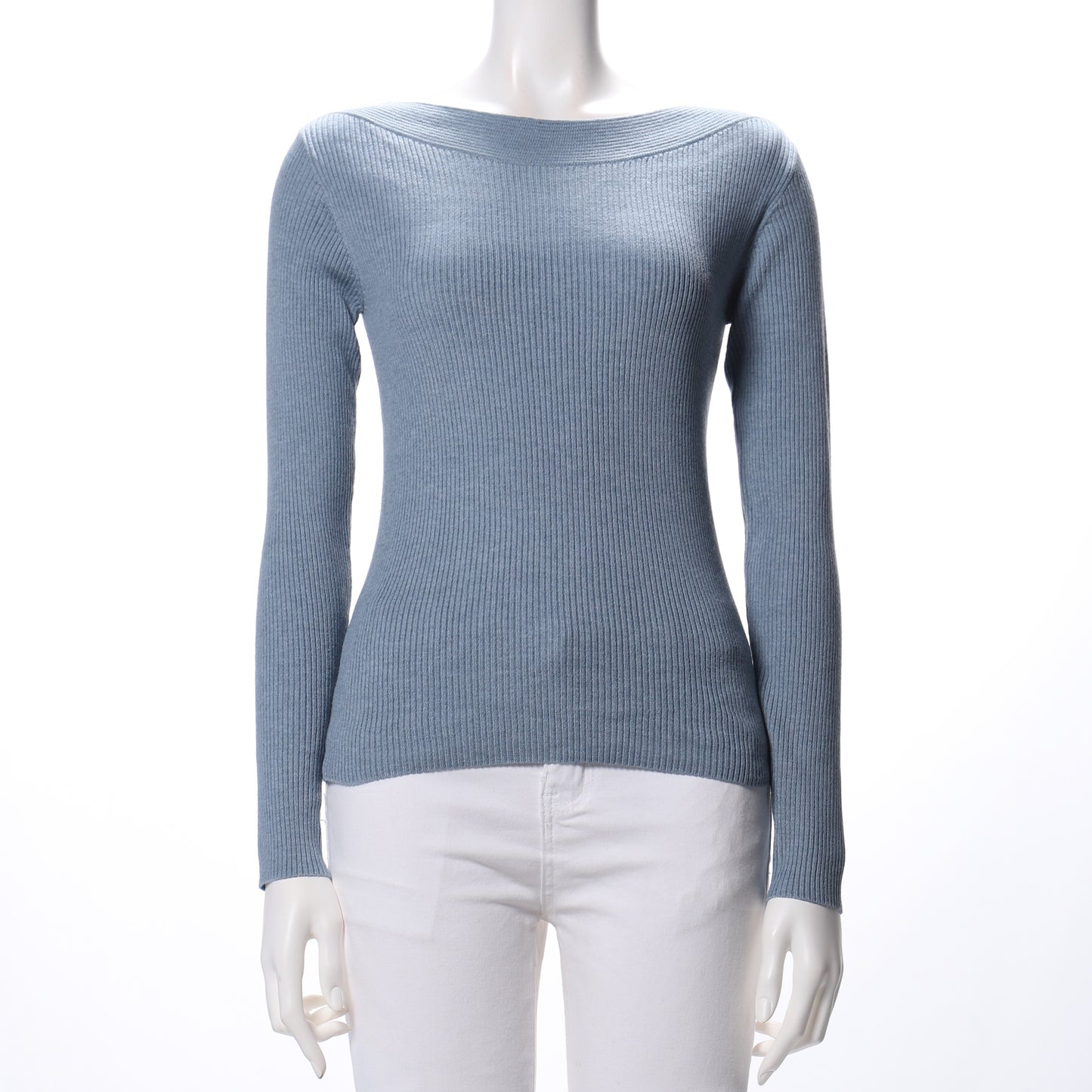 リブボートネックニット