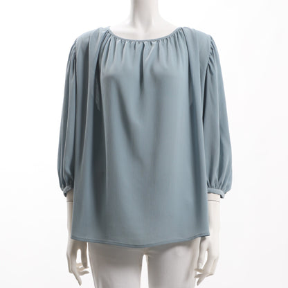 ギャザードネックパフスリーブブラウス