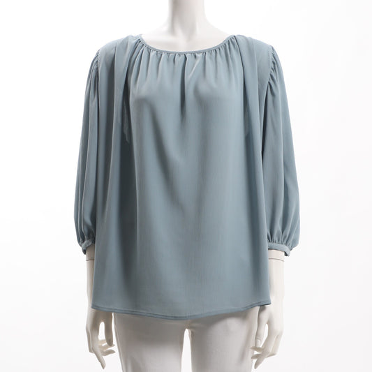 ギャザードネックパフスリーブブラウス