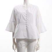 ペプラムシルエットフロントボタンブラウス