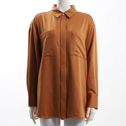 胸元ポケット前開きシャツブラウス