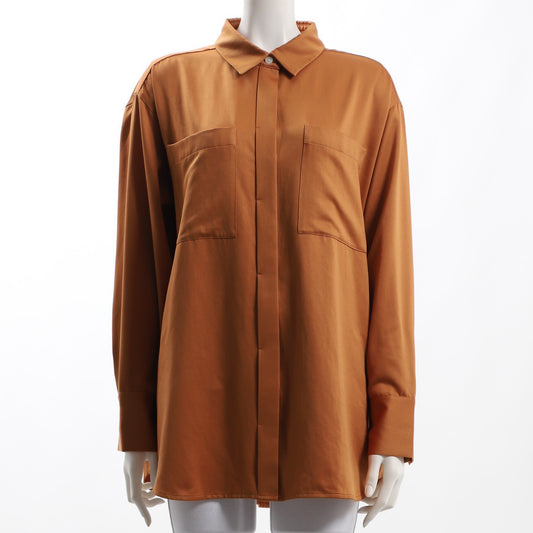 胸元ポケット前開きシャツブラウス