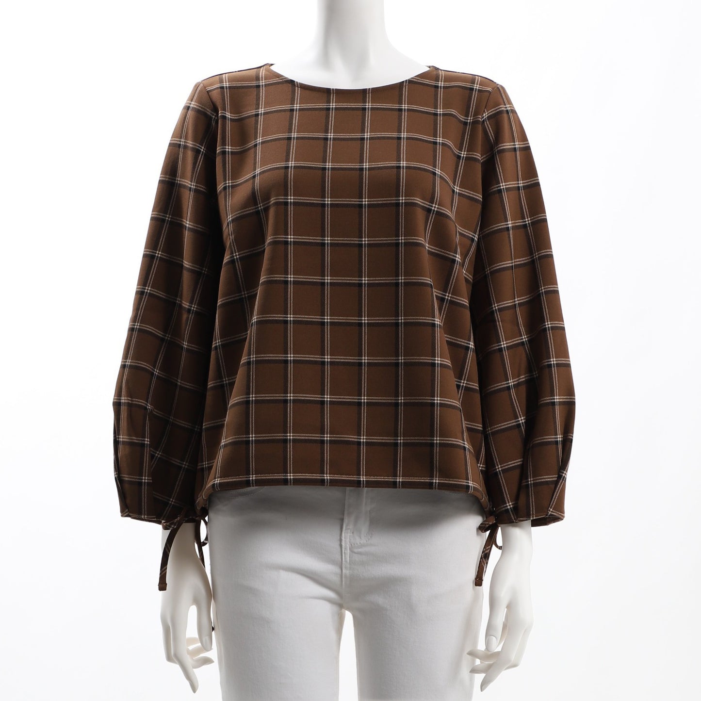 チェック柄サイドドロストカットソー