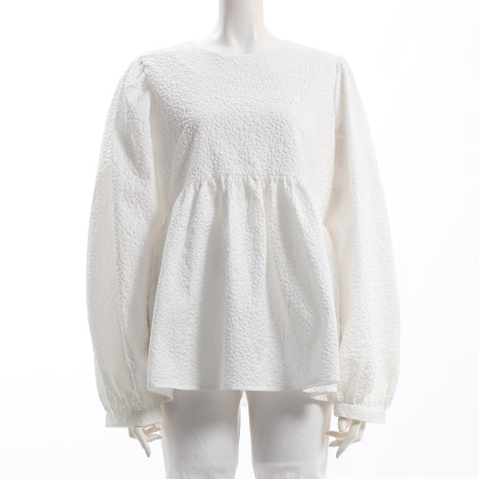 ふくれジャガードペプラムブラウス