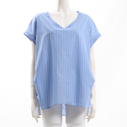 ストライプ柄Vネックシャツブラウス