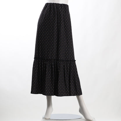 スクエアドットプリントギャザーフレアスカート