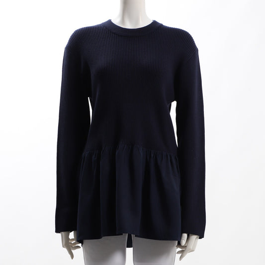 異素材ペプラムリブニット