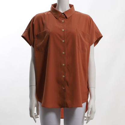 ポケットアクセントシャツカラーブラウス