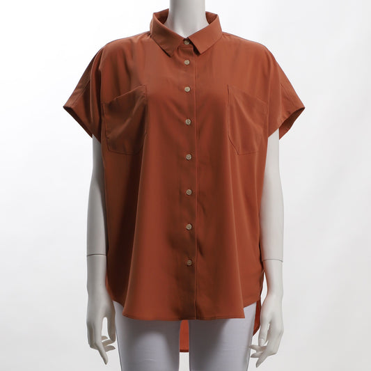 ポケットアクセントシャツカラーブラウス