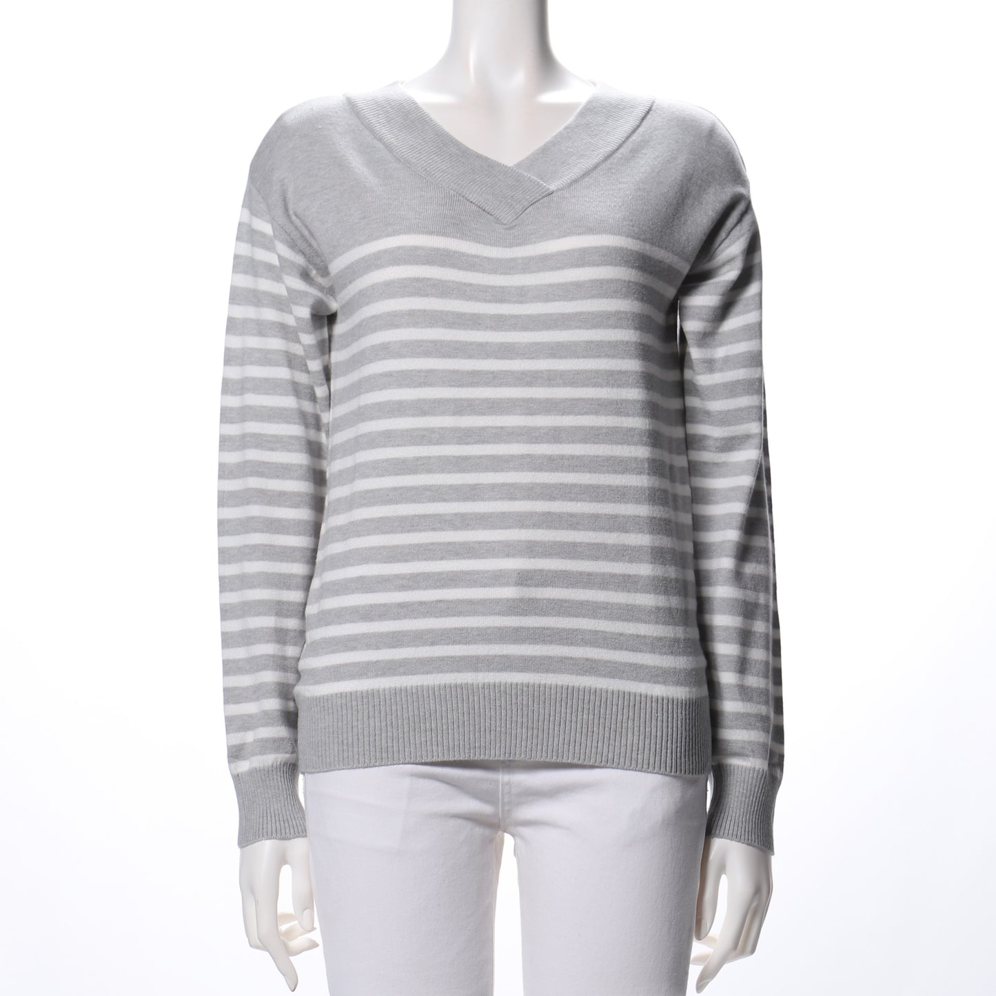 ボーダー柄Vネックニット