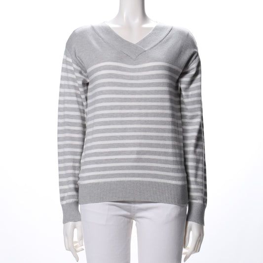 ボーダー柄Vネックニット