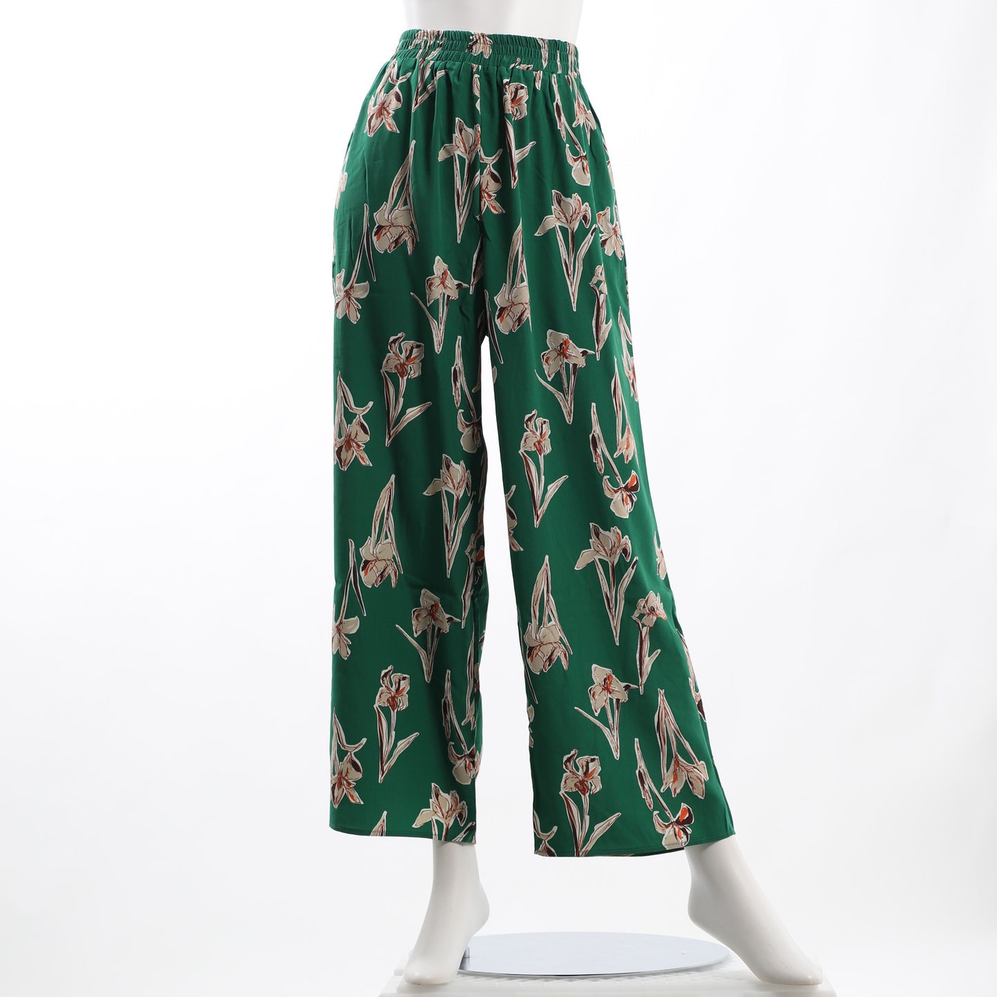 花柄ウエストゴムストレートパンツ