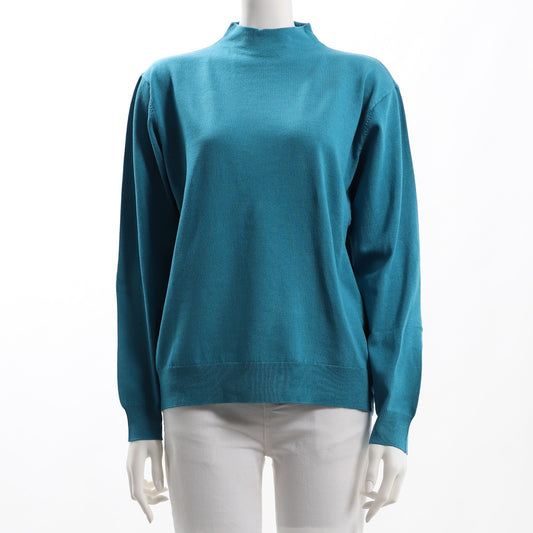 ウォッシャブル2重臼スタンドネックニット