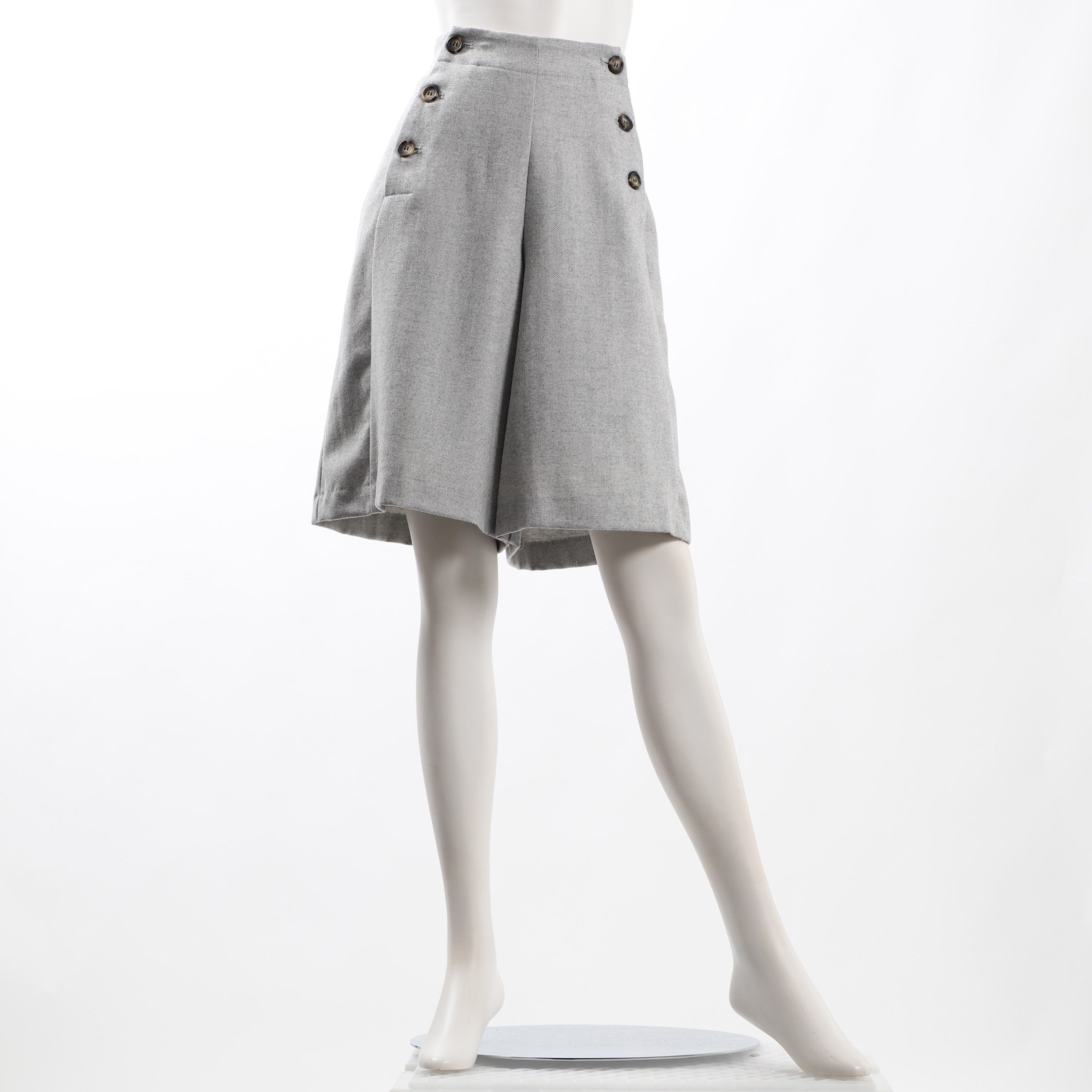 ボタンウール混パンツ