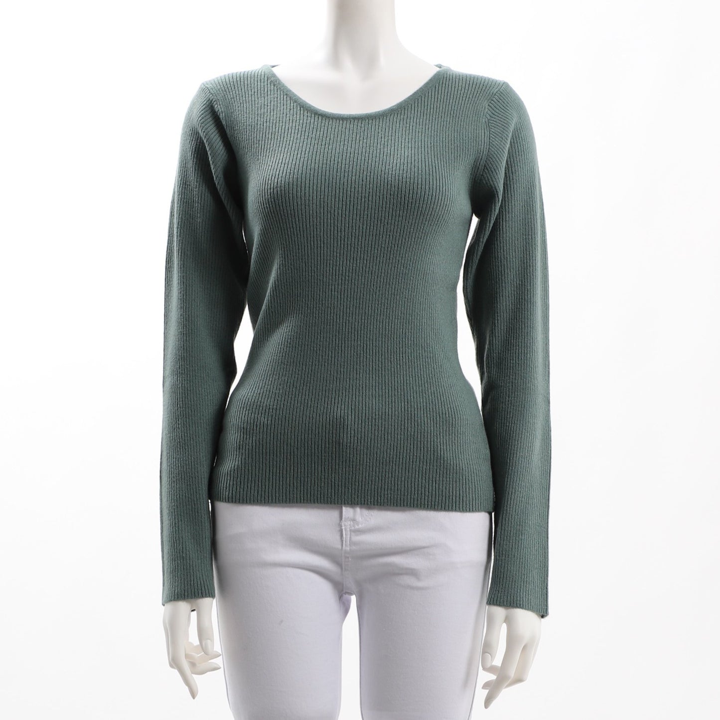 ラウンドネックリブニット