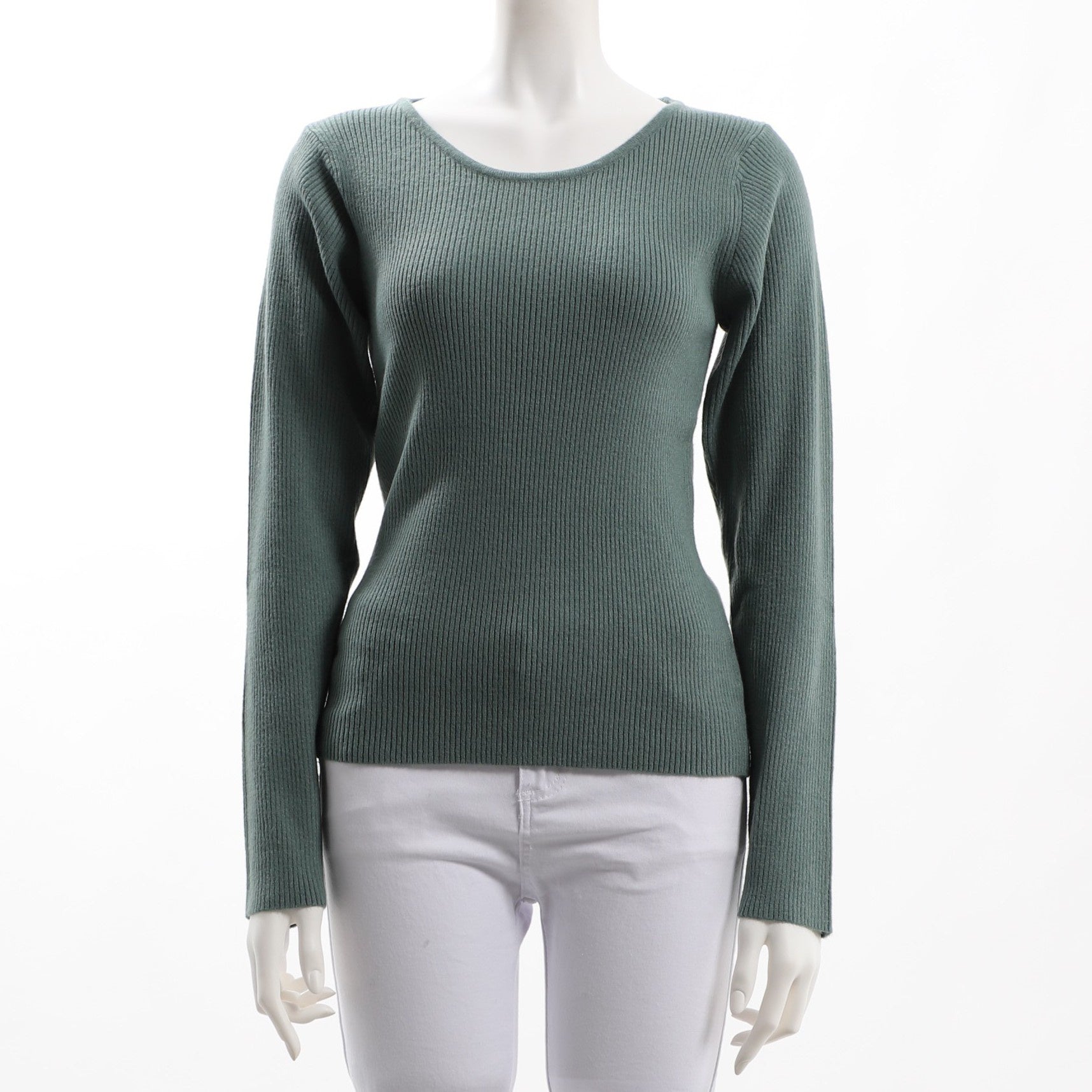 ラウンドネックリブニット