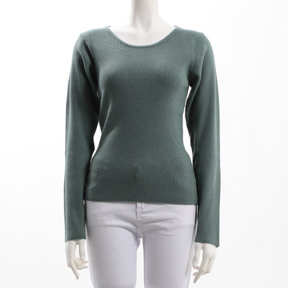 ラウンドネックリブニット