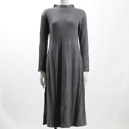 ボトルネックリブニットワンピース