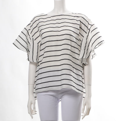 NRドビーボーダーフレアスリーブブラウス