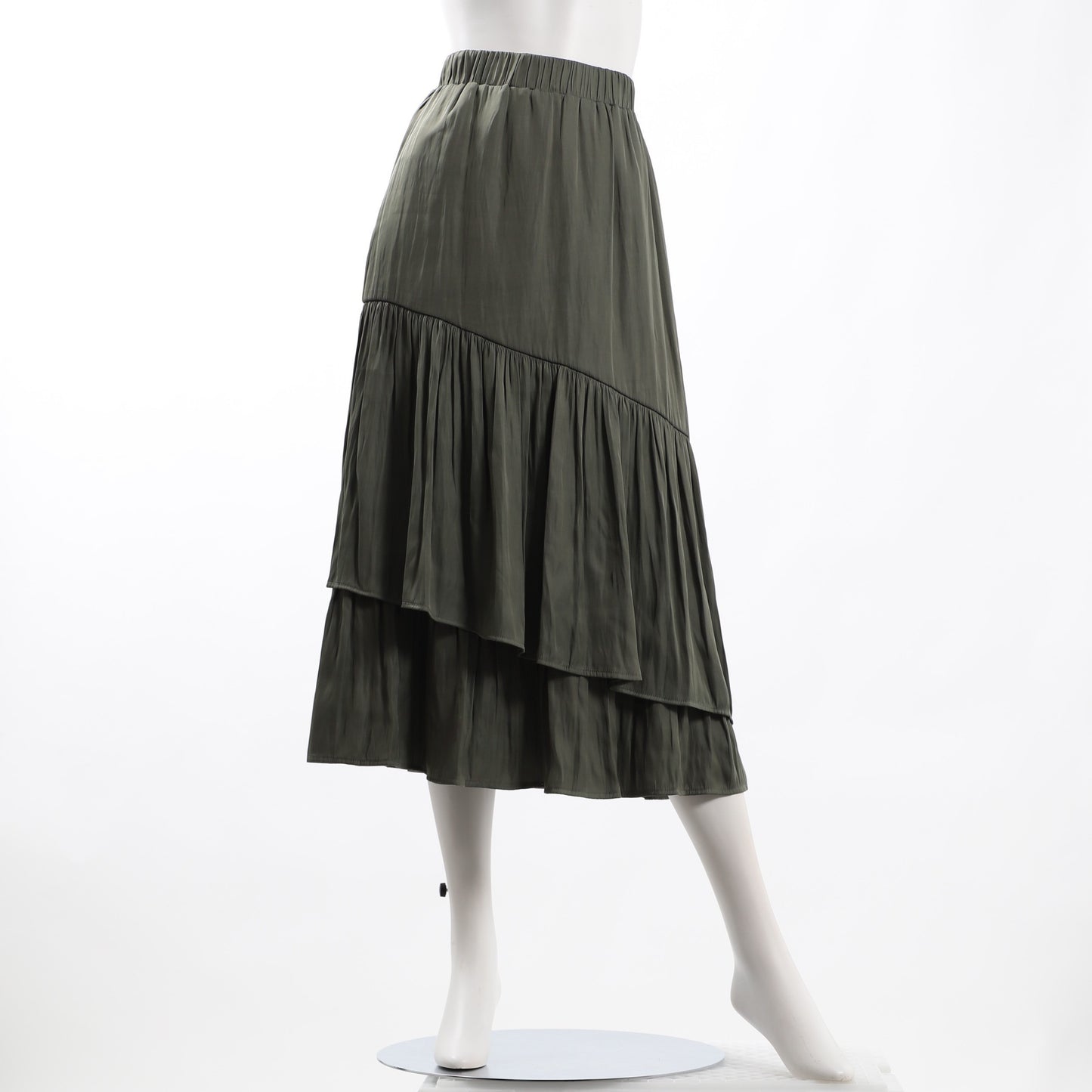 ドレープサテン切り替えギャザースカート