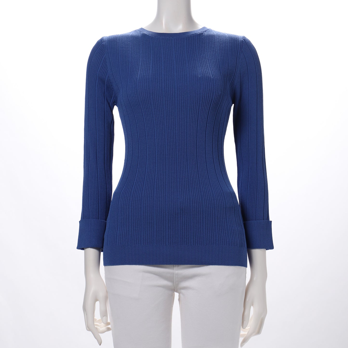 袖折り返しデザインリブニット