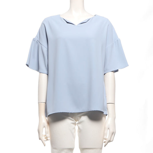 オープンフロントネックフレアスリーブブラウス