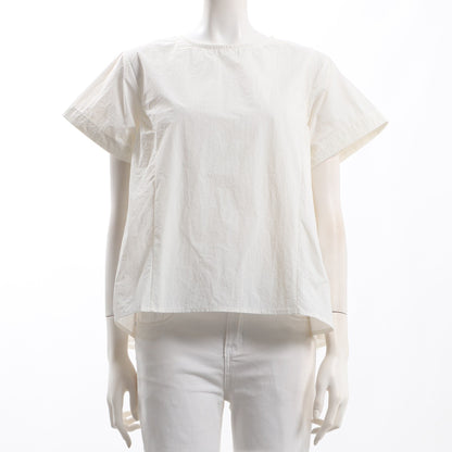 サイド切り替えデザインクルーネックブラウス