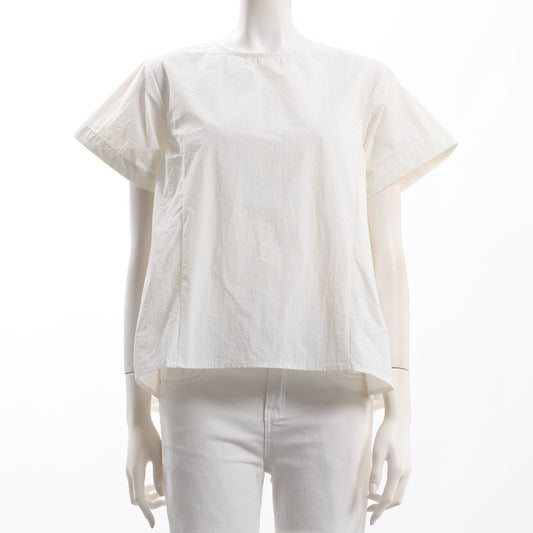 サイド切り替えデザインクルーネックブラウス