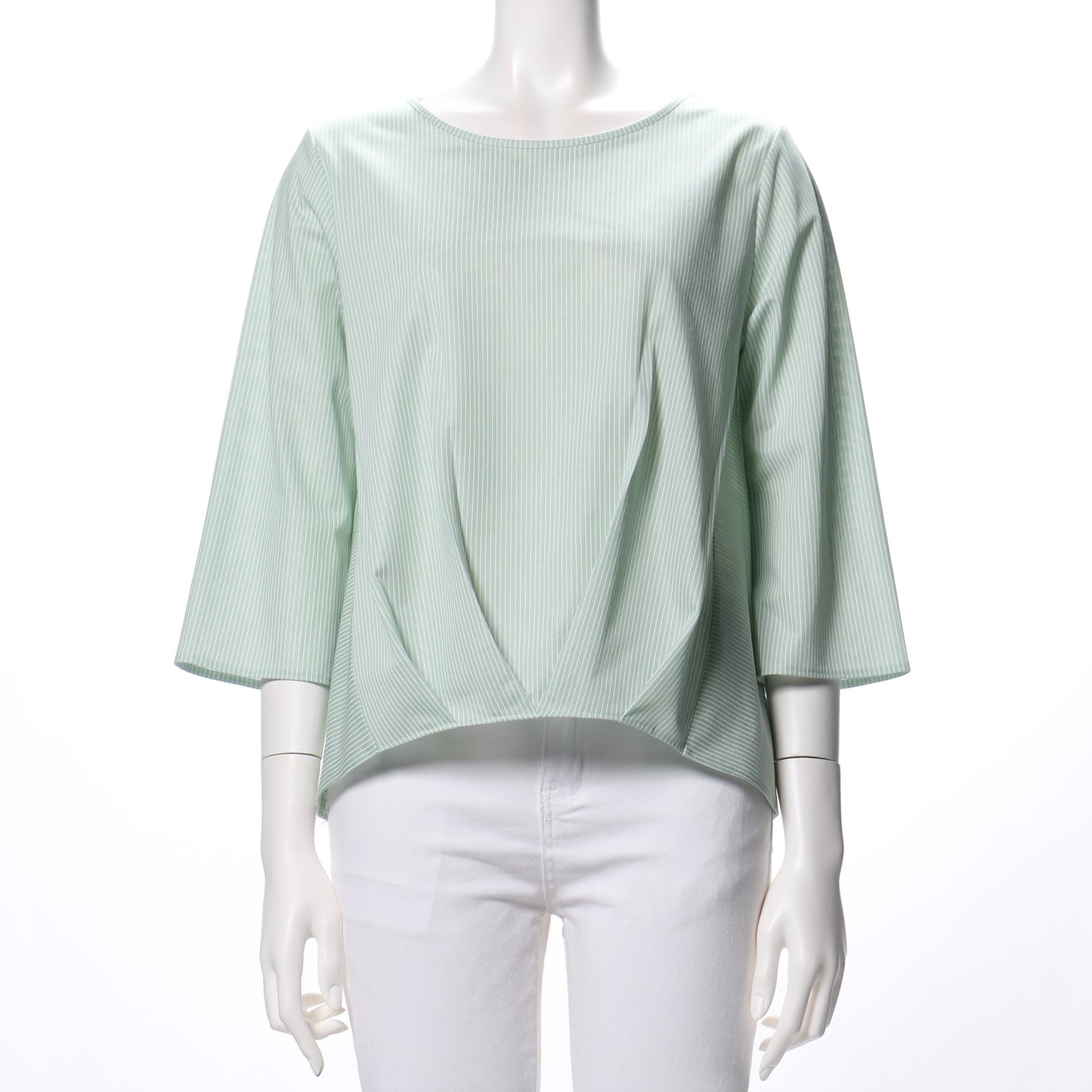 ストライプ柄タックデザインブラウス