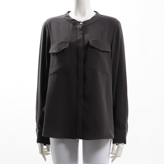 ダブルバックサテンバンドカラーブラウス