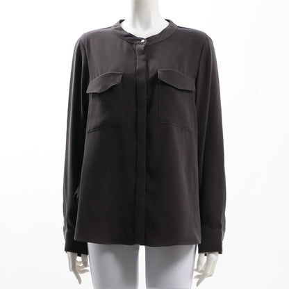 ダブルバックサテンバンドカラーブラウス