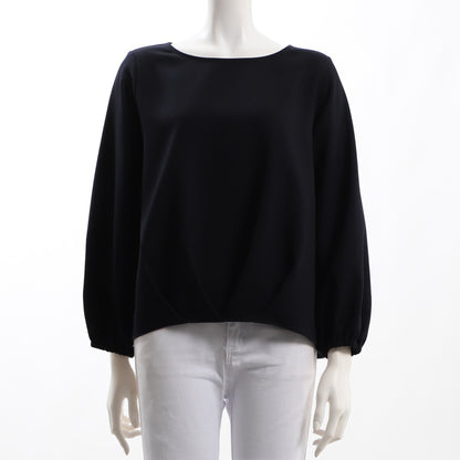 裾タックボートネックブラウス